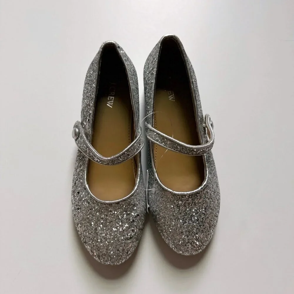NEW J. Crew Factory Crewcuts Girl Heeled Glitter Maryjane Shoes size 3